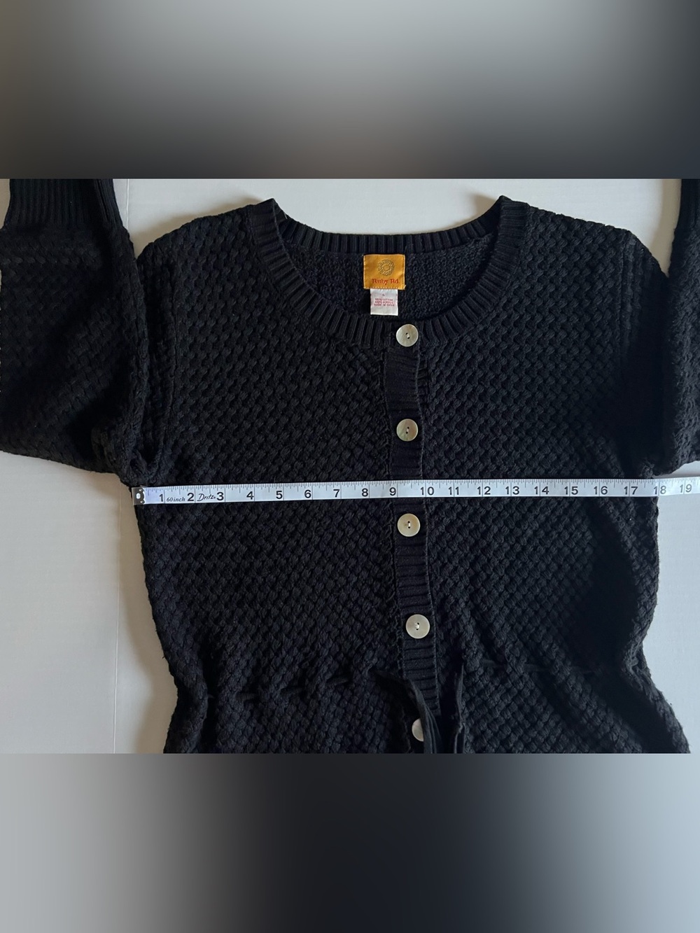 Ruby Rd. Black Textured Button-Front Crewneck Sweater - Picture 6 of 10